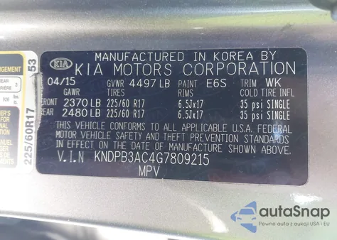 2016 Kia Sportage Lx from USA, damaged, VIN KNDPB3AC4G7809215